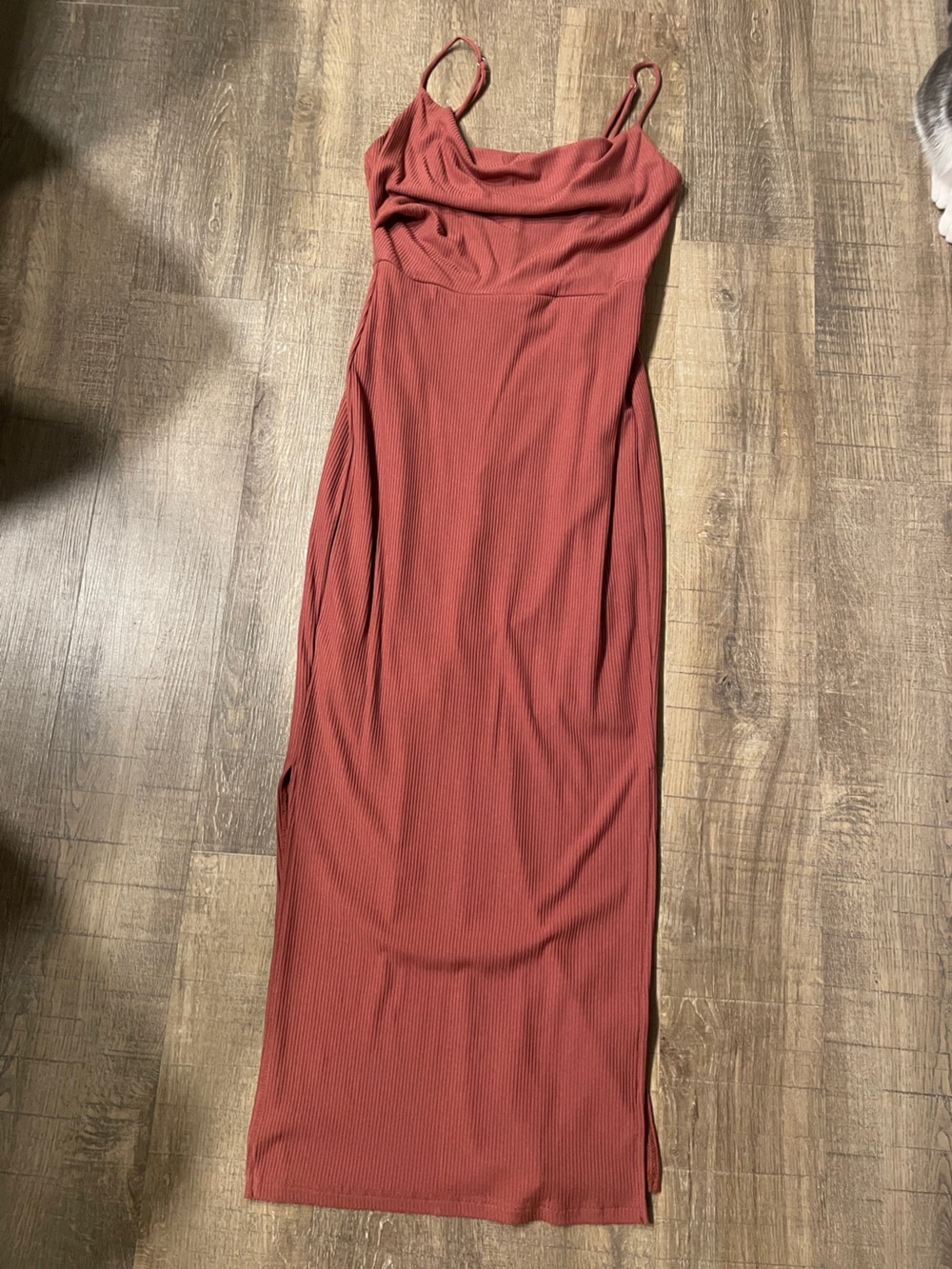 Hello Molly Ribbed Maxi Skirt in Rust